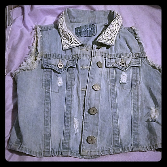 Rue21 Jackets & Blazers - SOLD. denim vest jean jacket with lace details